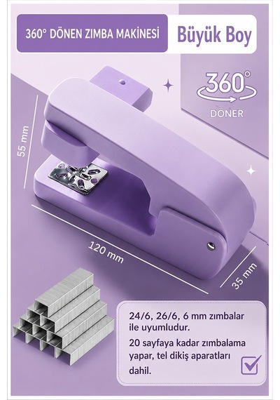 Zımba Makinesi 24/6 1 Adet Fixpoint P-4550 Pastel Renkler Büyük Zımba Makinası Ve Teli 20 25 Sayfa Dereceli Ofis Büro