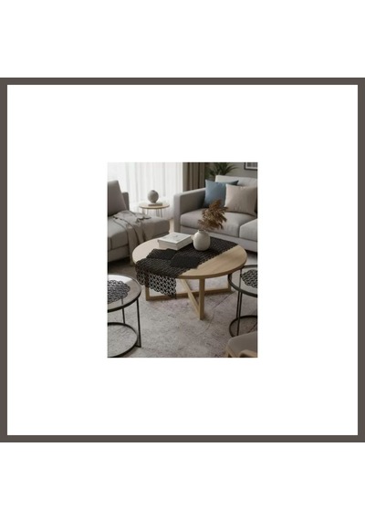 Bezos Salon Takımı Angles Çeyizlik Siyah Runner Set 5 Parça İşlemeli Ranır Masa Sehpa Konsol Örtüsü Nxrlvng