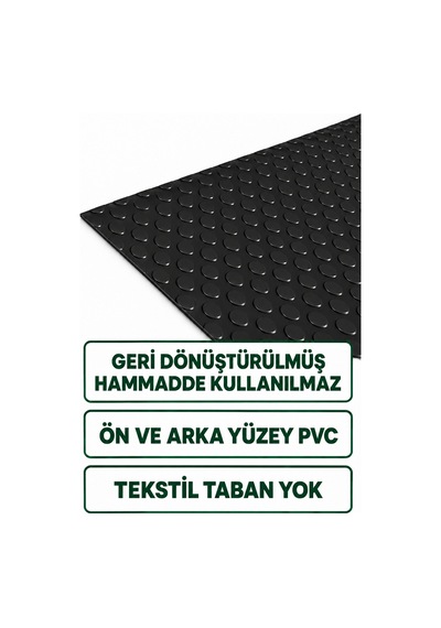 Hortumtech Paralı Paspas Pvc Zemin Kaplama Garaj Depo Atölye Araç İçi Ofis 2,2 Mm - Siyah 120 X 450 Cm