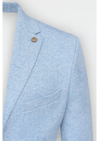 Plus Scorpion Erkek Karyağdı Desenli Slim Fit Blazer Ceket Mavi & Gri Şık Günlük Ve Ofis Kombin Color 5