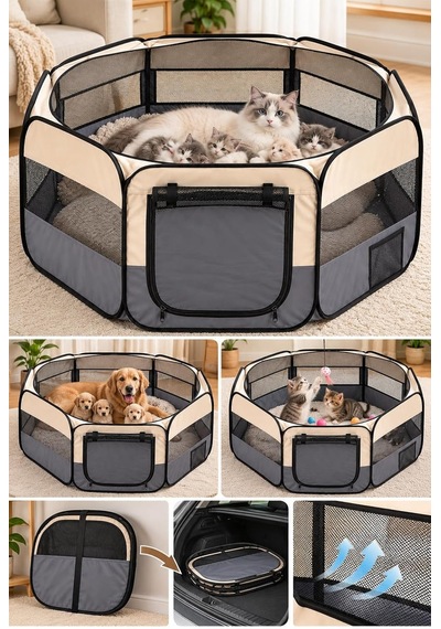 Xl Katlanabilir Kedi Köpek Doğum Çadırı Oyun Alanı 114x114x58 Cm