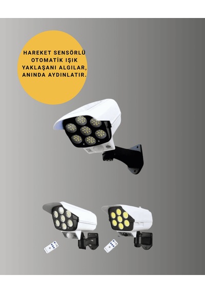 3 Modlu Güneş Panelli Dış Mekan Güvenlik Işığı, Ip65 Su Geçirmez, Pır Sensörlü