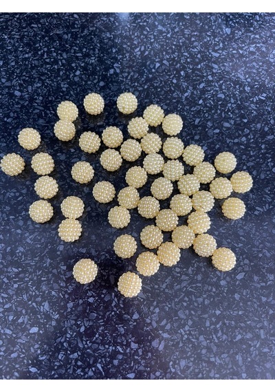 Delikli Inci Boncuk Sarı Renk 1 Paket 50 Adet 1 Cm