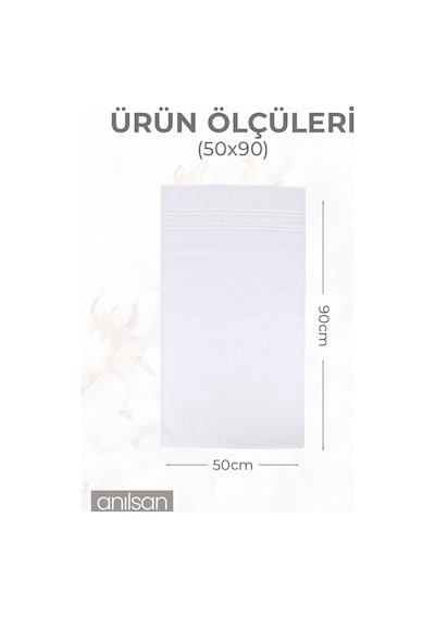 6'lı Greek El Havlusu - 50x90 Cm, 225 Gr, %100 Pamuk, Spa Ve Otel Havlusu, Günlük Kullanıma Uygun Beyaz
