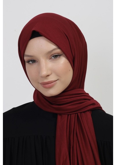 Manolyaşal İslamic Hijab Tesettür Penye Şal - 70 X 180 / Bordo Bordo