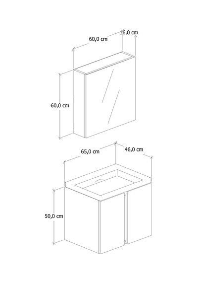 %100 Mdf 65 Cm Lavina Banyo Dolabı Beyaz