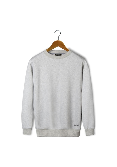 Unisex Gri Etek Kısmı Baskılı Oversize Şardonlu Bisiklet Yaka Sweatshirt 22k-5200177-4 Gri