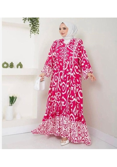 Lovie Moda Kadın Etnik Desenli Elbise Pembe