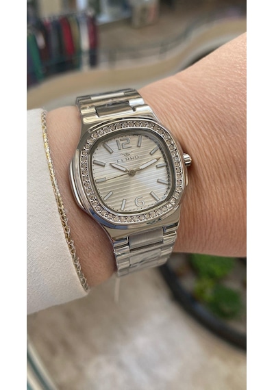 Ferro Quartz Çelik Gri 32 Mm Kadın Kol Saati Gri - Kırmızı
