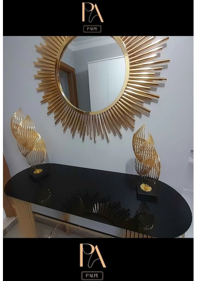 Gold H 2'li Ofis Metal Aksesuar Biblo Ev Salon Dekorasyon Obje