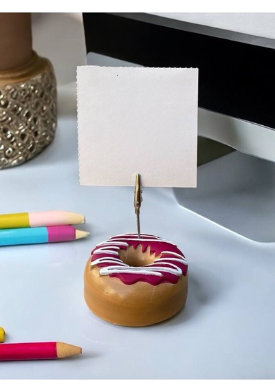 Vişne Pasta Süsü Desenli Donut Model Temalı Fotoğraf Not Tutacak Ofis Masası Not Tutacağı Hediyelik Visne