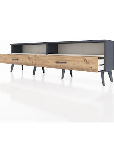 Arges Tv Ünitesi 2 Raflı 2 Çekmeceli 176x30x51 Antrasit-aytaşı/çam Aytası/atlas Çam