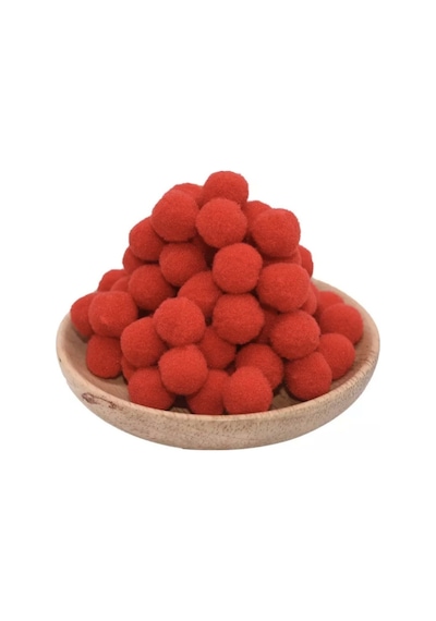 100'lü 2 Cm Kırmızı Pompom Yumuşak Ponpon Peluş