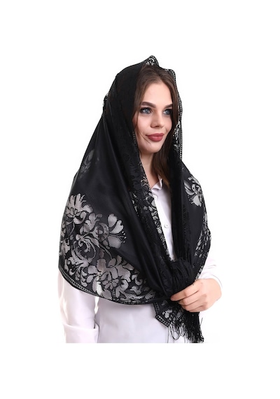 Narin Pamuk Tül Şal Siyah 60x160