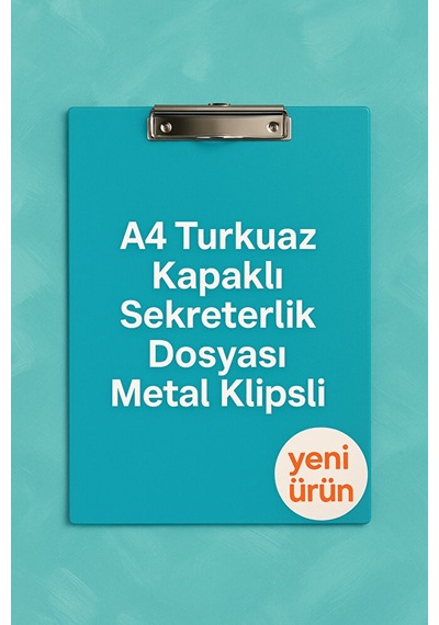A4 Turkuaz Kapaklı Sekreterlik Dosyası Metal Klipsli