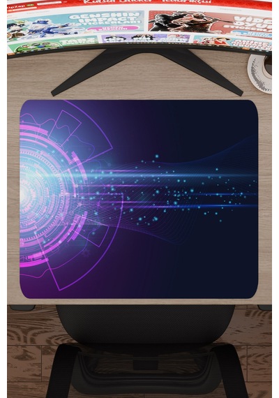 Fütüristik Kaymaz Dikişli Kauçuk Oyuncu Mousepad V1 - 48x40 Xl Gaming Mouse Pad Fare Altlığı