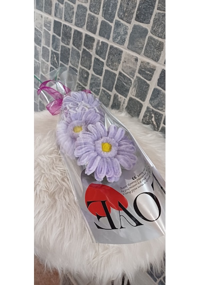 Solmayan Çiçek Gerbera- Sevgililer Günü Çiçek Yapay Açık Mor