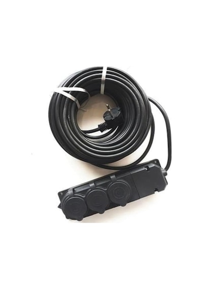 10 Metre 3'lü Grup Priz Kablo, 3x2,5 Mm Cca Ttr, Siyah Renk, Topraklı Kauçuk Seyyar Elektrik Kablosu 0