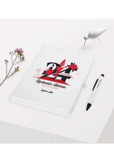 Kişiye Özel Öğretmenler Gününüz Kutlu Olsun Temalı Beyaz Defter K N11.749