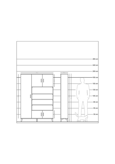 Arges Dolap 10 Raflı 5 Kapaklı 132x30x195 Antrasit-antrasit/antrasit Antrasıt/antrasıt