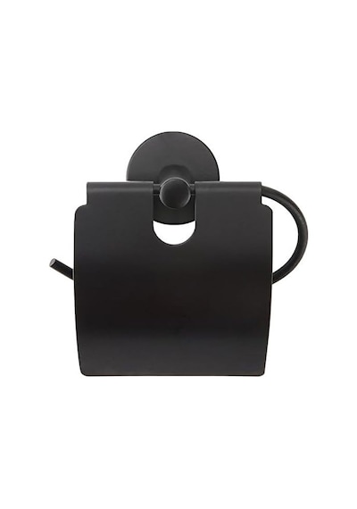 Promosyonca Metal Tuvalet Kağıtlığı, Siyah, Tuvalet Kağıdı Askısı, 12,3 X 13 Cm 16.5 x 12.2 x 11.2 CM