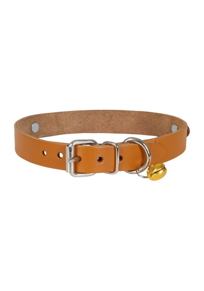 Cattie İsimlikli Deri Kedi Boyun Tasması Xl 1.5x28-32CM Camel
