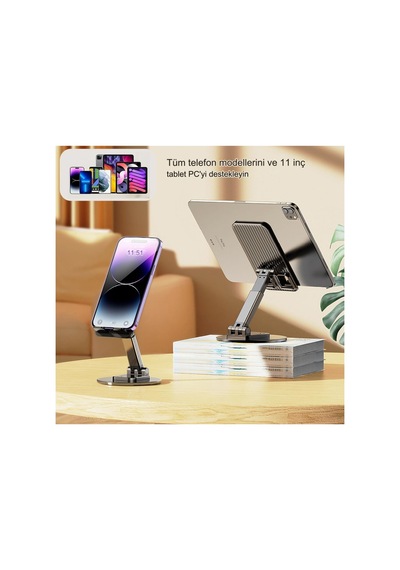 Genel Markalar İphone, İpad, Xıaom Samsung Huavei Telefon Ve Tabletler İçin Uyumlu Çok Amaçlı 360 Dönebilen Stand Siyah