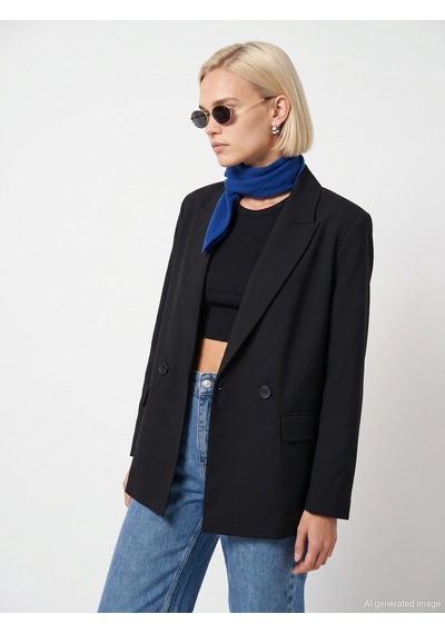 Dilvin 60837 Kruvaze Blazer Ceket Siyah