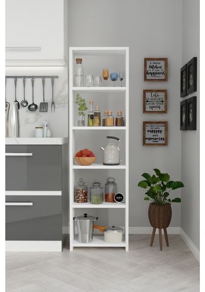 Alpaevmobilya 150 Cm 5 Raflı Ahşap Açık Mutfak Dolabı Çok Amaçlı Organizer Raf Baharatlık Ve Kahve Köşesi Dolabı Beyaz Alpaevmobilya 150 Cm 5 Raflı Ahşap Açık Mutfak Dolabı Çok Amaçlı Organizer Raf Baharatlık Ve Kahve Köşesi Dolabı Beyaz