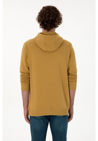 U.S. Polo Assn. Erkek Regular Fit Kapüşonlu Hardal Sweatshirt 50313718-VR151
