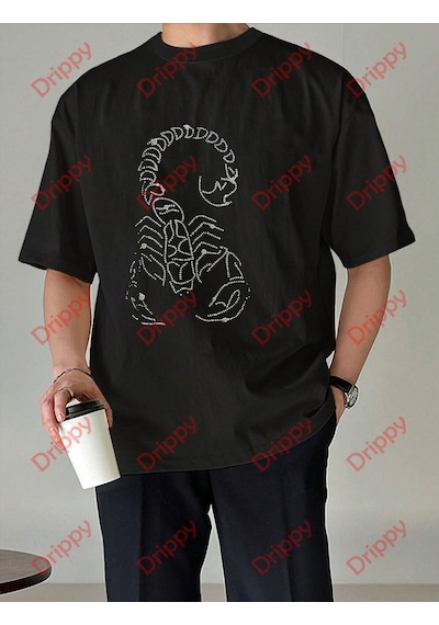 Flood Of Style Unisex Akrep Baskılı Tshirt Siyah