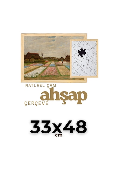 Ahşap-33x48 Ahşap Çerçeve 2cm En, 2,5cm Derinlik Puzzle Fotoğraf Poster Resim Çerçevesi Naturel Çam