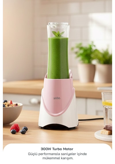 Sinbo Shb-7508 300w Smoothie Blender Paslanmaz Çelik Bıçaklı 570 Ml Tritan Sporcu Matarası-pembe