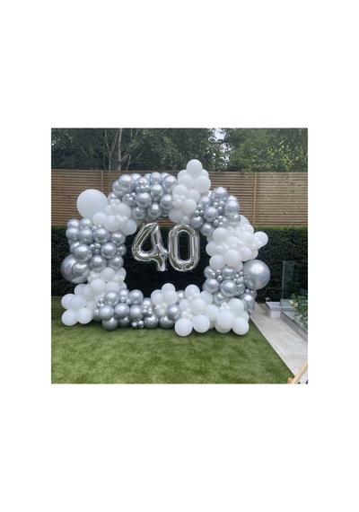 Krom Gümüş Pastel Beyaz Balon Zinciri 100 Adet A