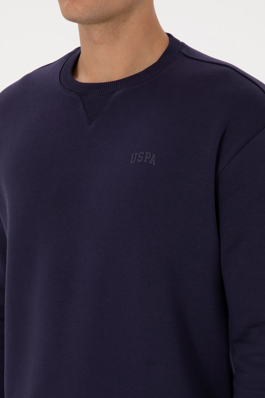 U.S. Polo Assn. Erkek Comfort Fit Bisiklet Yaka Şardonlu Mürdüm Basic Sweatshirt 50313757-VR074