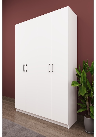 Asra Trend Vestiyer & Portmanto V-08 %100 MDF 4 Kapaklı Geniş Ayakkabılık Beyaz