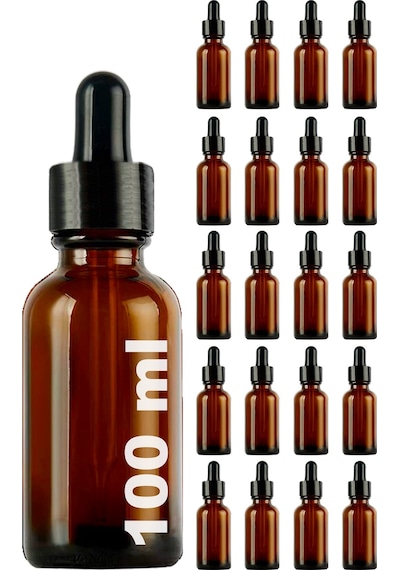 Afracam Amber 100 Ml Kapaklı Dropper Damlalık Cam Şişe 20 Adet Siyah