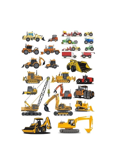 İş Makineleri Sticker Set-1 19 Parça Telefon, Tablet, Defter, Laptop Sticker