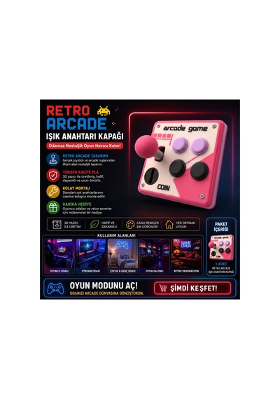 Retro Arcade Işık Anahtarı Kapağı