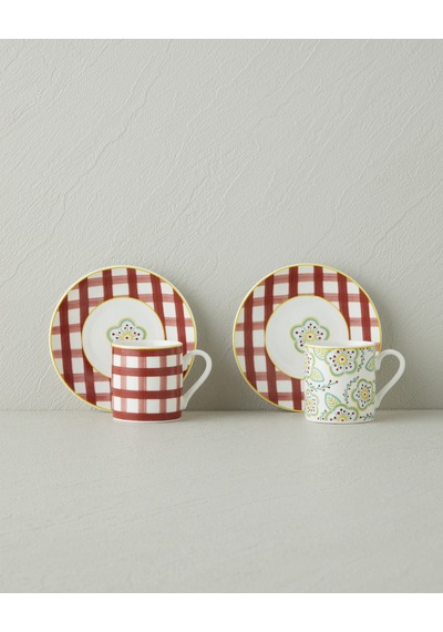 English Home Almeda New Bone China 4 Parça 2 Kişilik Kahve Fincan Takımı 80 Ml Bordo