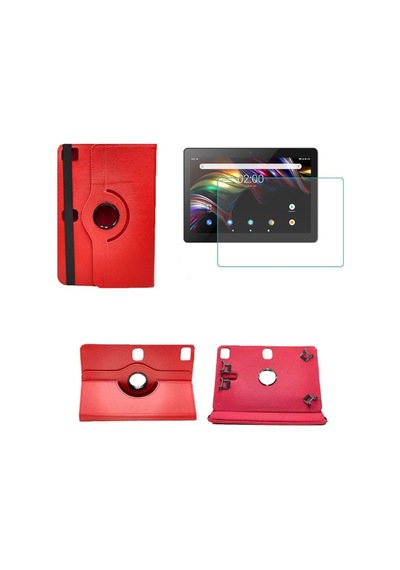 V Tab Z2 Lte Tablet Kılıfı Kamera Yeri Uyumlu Unıversal Kapaklı Standlı Kılıf + Kırılmaz Cam Arka Kapak