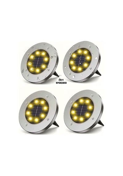 Çim Zemin Bahçe Aydınlatması-8 Led'li Solar Aydınlatma 2 Adet