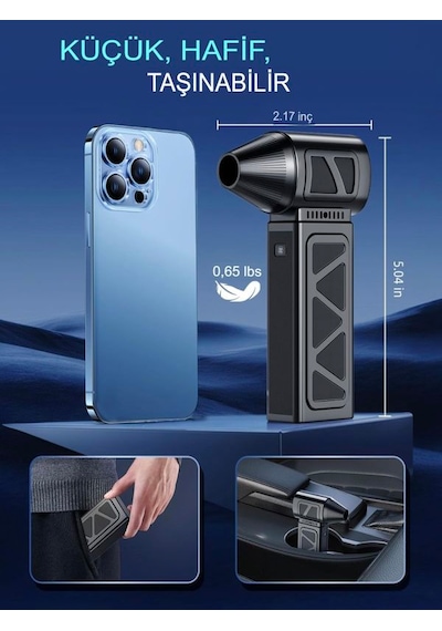 Ahv 130.000 Rpm 4 Kademeli Çantalı Turbo Fan Şarjlı Mini Hava Kom
