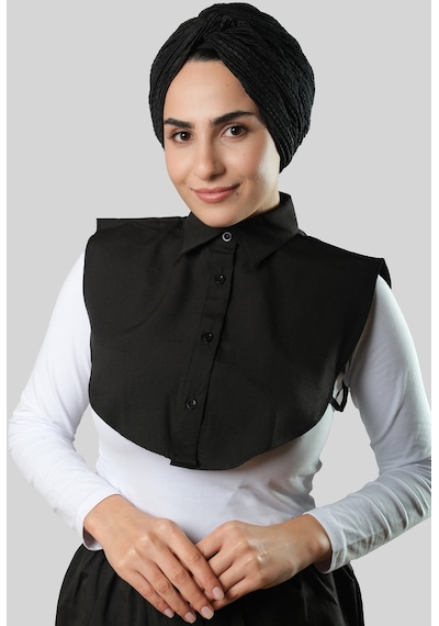 Hürrem Bone Siyah Gömlek Yakalı Boyunluk Terikoton Düz 1015 01 Siyah