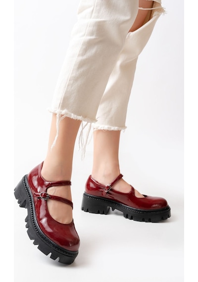 868-756 Bordo Rugan Günlük Yüksek Tabanlı Loafer Ayakkabı Bordo