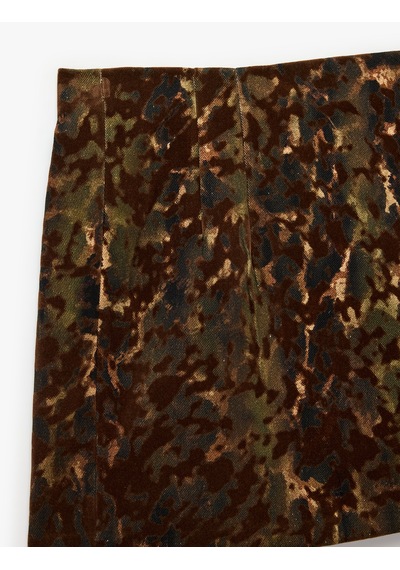 Koton Pamuklu A Kesim Gabardin Kamuflaj Desenli Mini Etek Haki Desenli 7wak70035ew