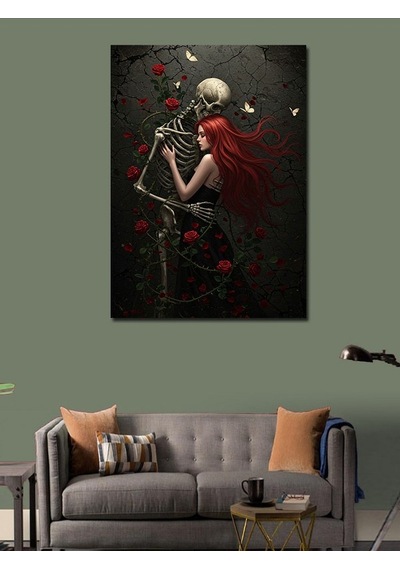 Kanvas Tablo Karanlık Aşk Ve Kafatasları 100cmx140cm