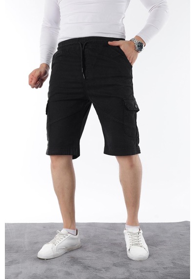 Erkek Comfort Fit Keten Bel Lastikli Cepli Kapri Şort Çok Renkli
