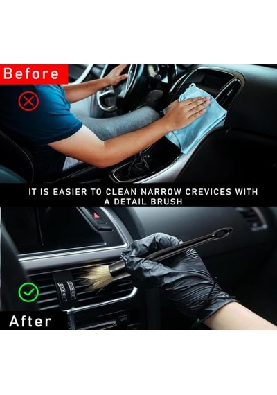 Oto Detay Temizlik Fırçası Araba Klima Temizleme Fırçası, Araç İç Temizlik Fırçası, Yumuşak Doğal Kıl, Çizmez Detailing Brush, Havalandırma & Konsol Temizleme Fırçası
