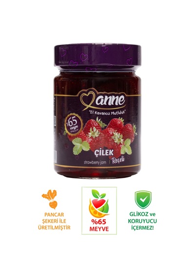 Çilek Reçeli 400g Pancar Şekeri Ile Üretilmiştir - Glikoz, Koruyucu Içermez